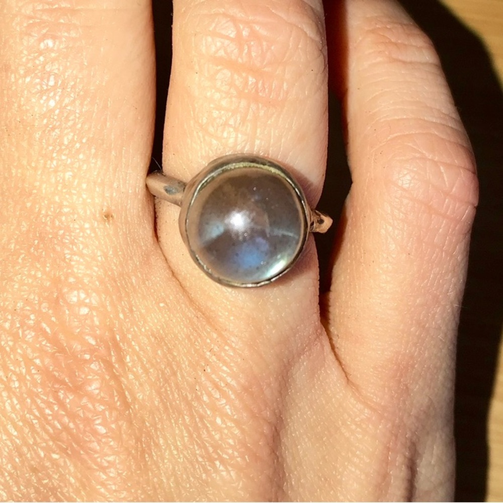 Silver 925 Rainbow Moonstone Ring Sz 6 Handmade Vintage One of a Kind